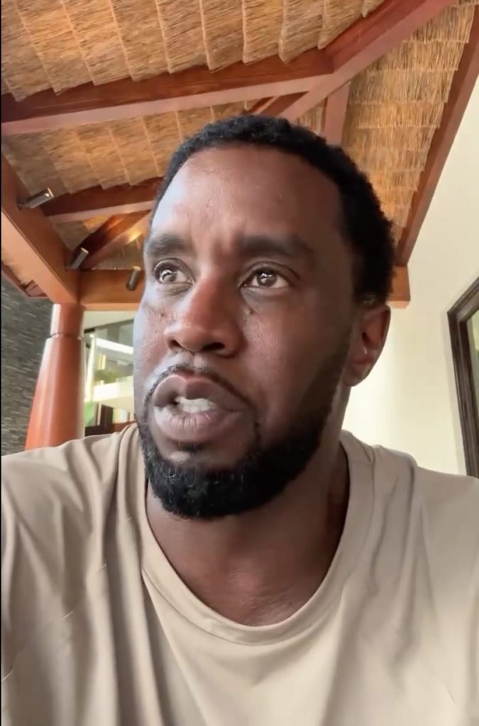 Sean Combs, also known as Diddy, expressing regret in an apology video for his past actions towards Cassie Ventura