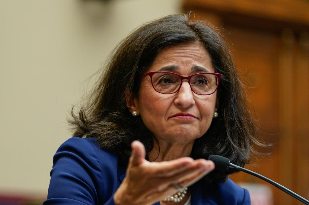 President of Columbia University Dr. Nemat (Minouche) Shafik testifies during a House Committee on Education and the Workforce hearing about antisemitism on college campuses, on Capitol Hill in Washington, DC, on April 17, 2024. 