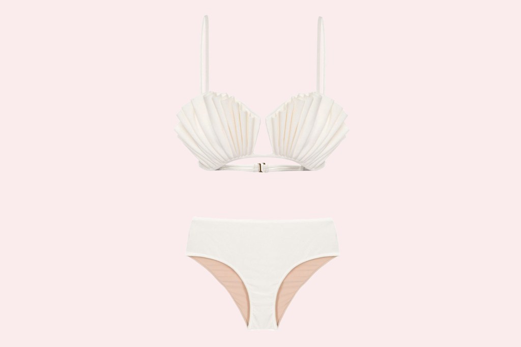  white ruffled bikini