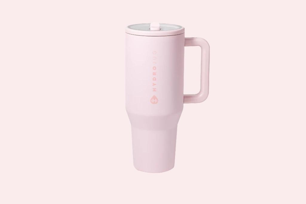  pink mug with a lid