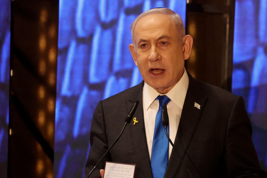 Israeli Prime Minister Benjamin Netanyahu attends a ceremony on May 13, 2024.
