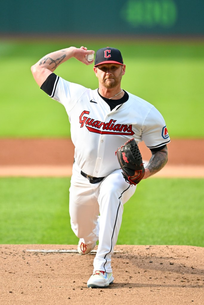 Guardians pitcher Ben Lively throws against the Mets on May 20, 2024.