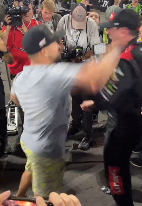 Ricky Stenhouse Jr. punches Kyle Busch after Sunday's NASCAR All-Star race.