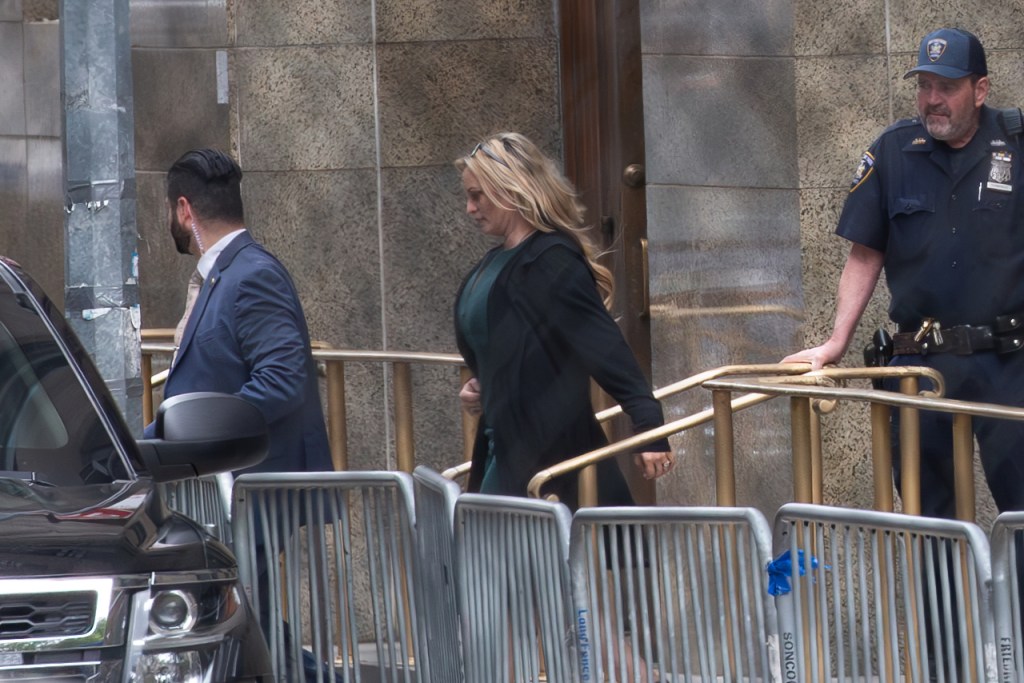 Stormy Daniels leaving court after testifying at former President Donald Trump's Manhattan "hush money" trial on May 9, 2024.