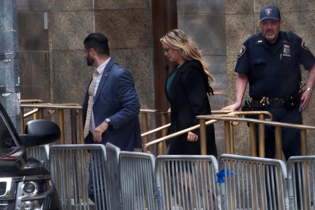 Daniels leaving court after testifying on May 9, 2024.