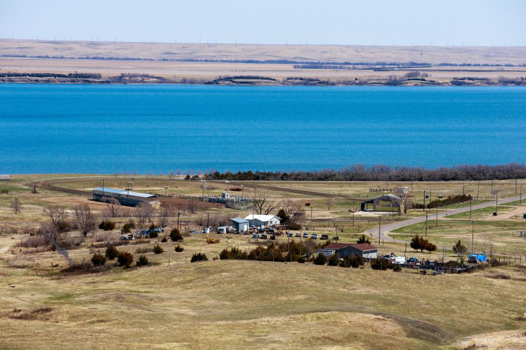 The entrance to the Lower Brule Indian Reservation, which has banned Gov. Kristi Noem.