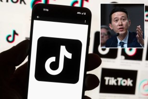 TikTok logo on app TikTok CEO Shou Chew