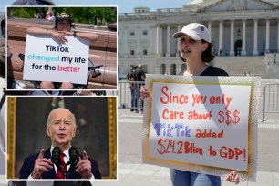 TikTok creators protesting and President Biden