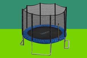 A trampoline with safety net around it