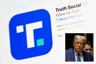 Truth Social logo and Donald Trump