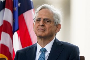 U.S. Attorney General Merrick Garland in a suit and tie at the National Peace Officers' Memorial Service at the U.S. Capitol, Washington, U.S., May 15, 2024