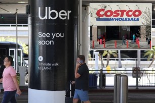 Uber and Costco signs