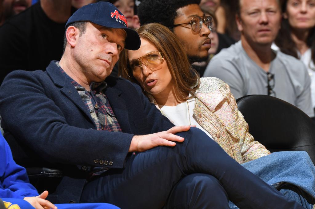 Ben Affleck and Jennifer Lopez at an NBA game on March 16, 2024