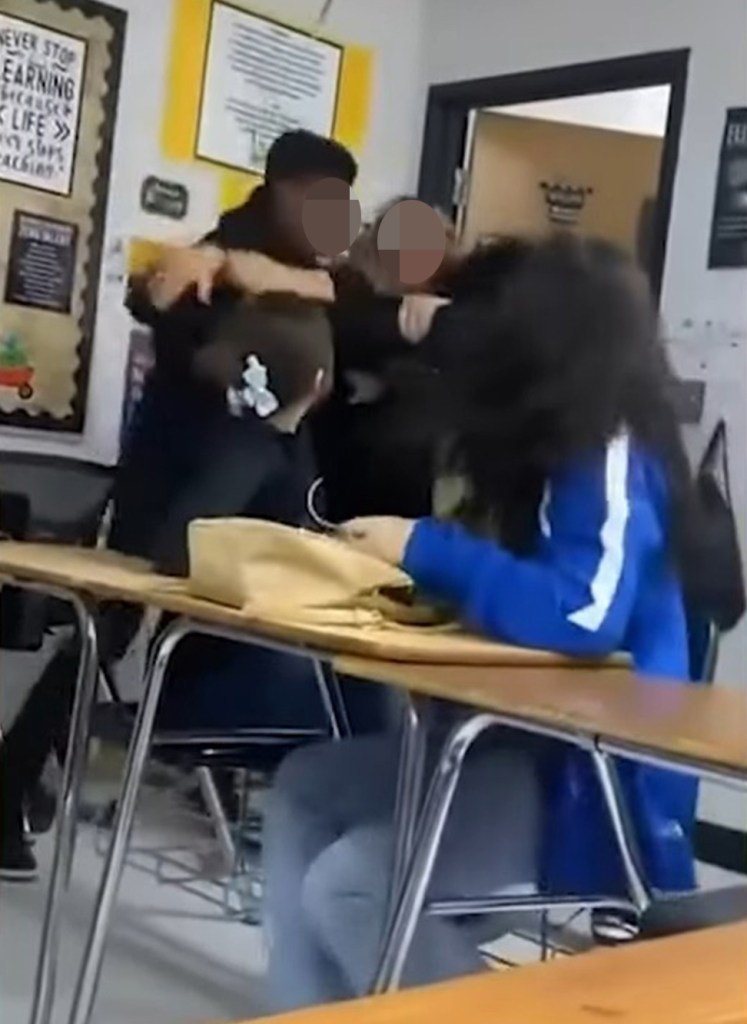 A Texas middle school student violently threw a teacher against the wall as he attacked a peer in front of the distraught students on Monday.