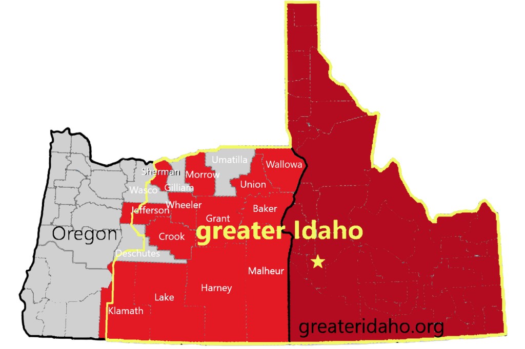 Greater Idaho would move Idaho's borders 200 miles west across Oregon, but take just 10% of the state's population