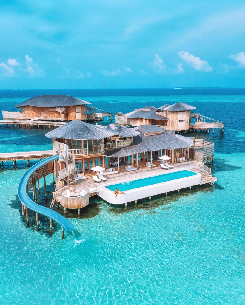 The spectacular stay is only accessible by seaplane from Velana International Airport, about 100 miles away, or by speedboat from Kunfunadhoo Island.  