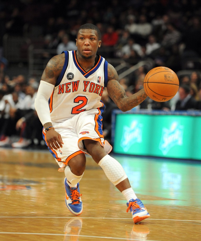 Knicks Nate Robinson drives to the basket during the second half against the Bucks on February 5, 2010.