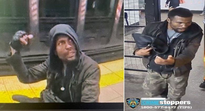 Unidentified male suspect with dark complexion, medium build, and approximately 6 feet tall, wearing a black sweatshirt, camouflage pants, and black boots, wanted in connection with an assault case in NYC.