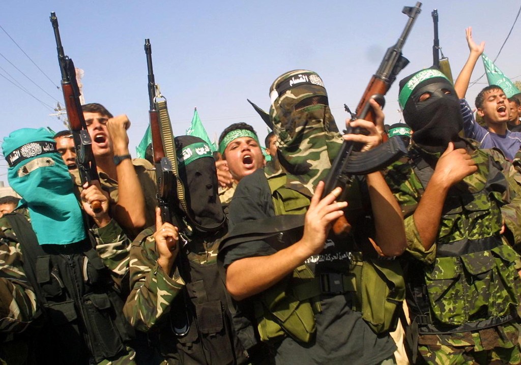 Hamas attend the funeral of Tariq Abu Hussein