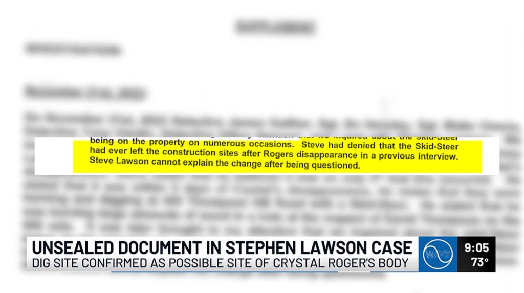 The newly-unsealed document revealed that the Cox's Creek site was linked to the Rogers case.