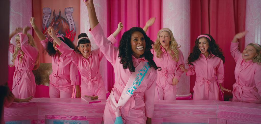 Issa Rae as her presidential character in the "Barbie" movie.