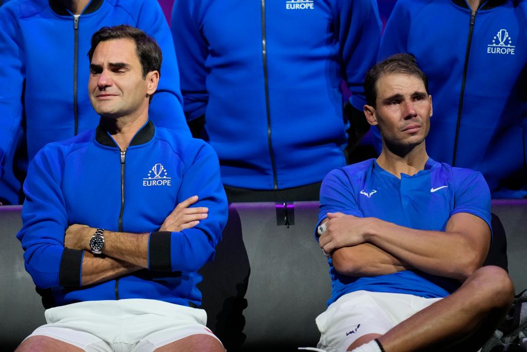 Roger Federer and Rafael Nadal crying