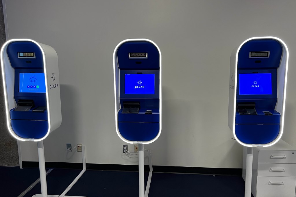 TSA PreCheck Clear kiosks at Harry Reid International Airport in Las Vegas, Nevada