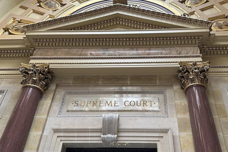 The entrance to the Wisconsin Supreme Court chambers is seen in the state Capitol in Madison, Wis. March 14, 2024