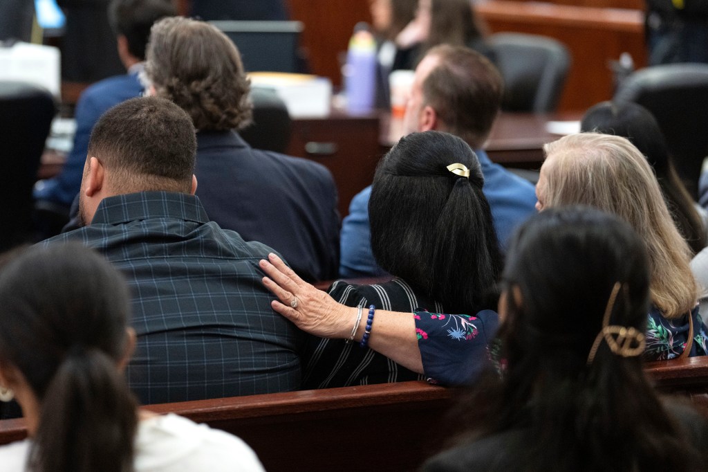 Family of Jocelyn Nungaray comfort each other during Pena Ramos' court appearance.