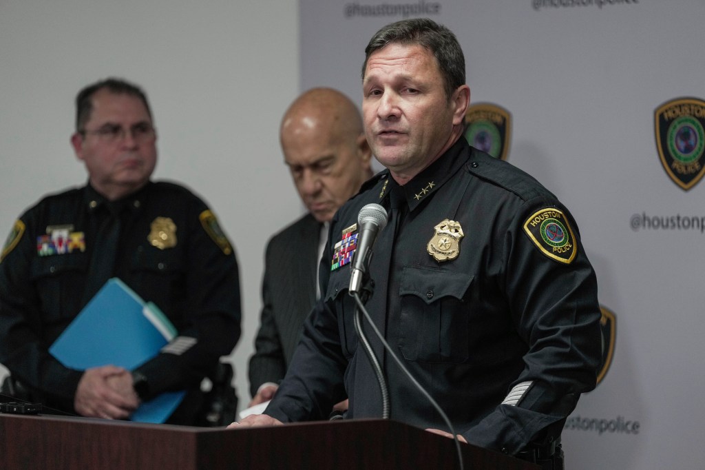Houston police speak at a press conference