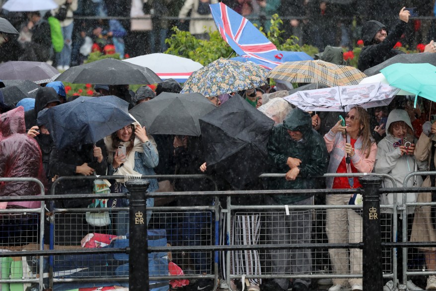  Members of the public during Trooping the Colour at Buckingham Palace on June 15, 2024 in London, England. 