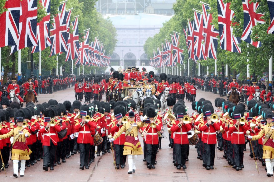 The Royal carriage on the Mall during Trooping the Colour at Buckingham Palace on June 15, 2024 in London, England.