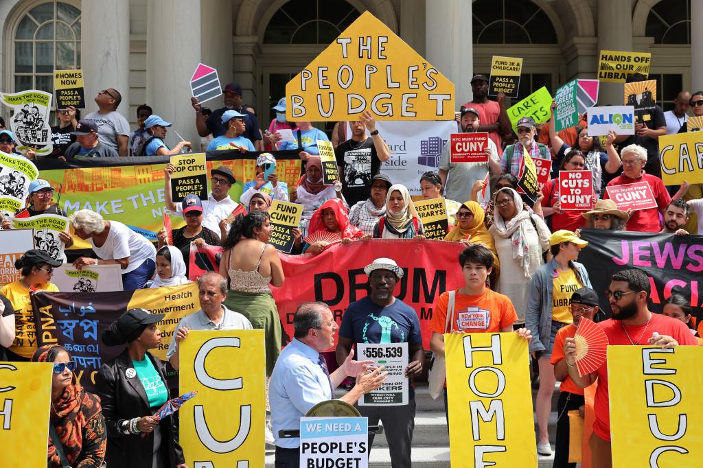 Protesters against budget cuts