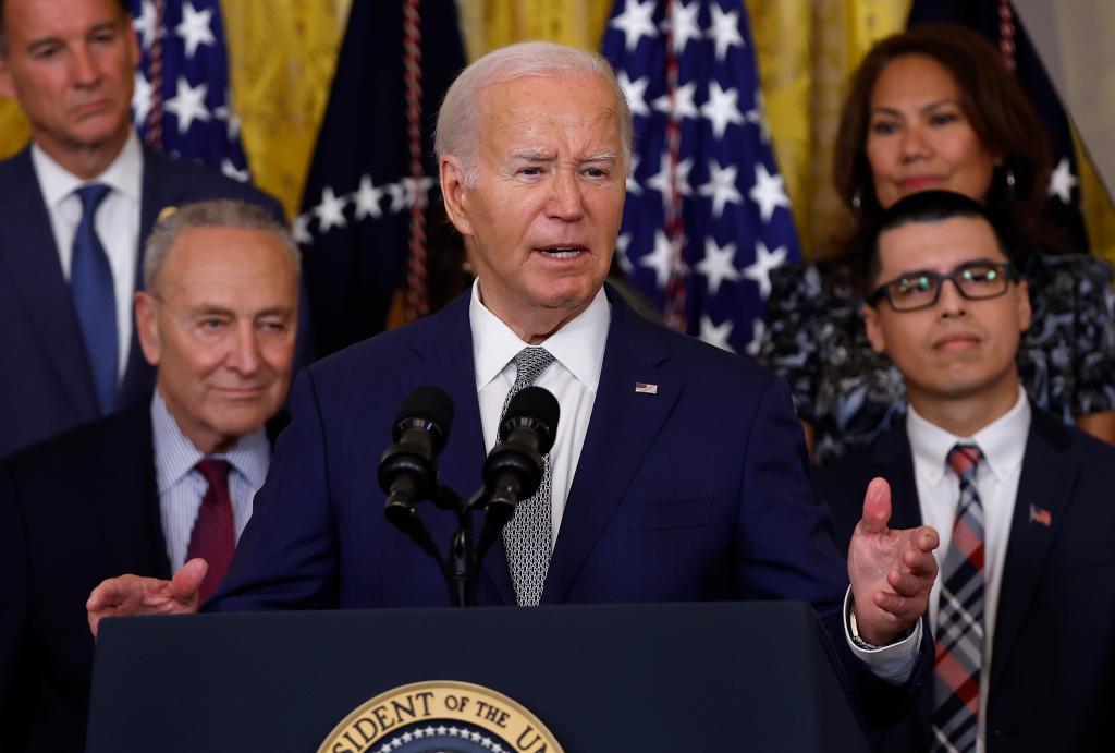 President Joe Biden speaks at an event marking the 12th anniversary of the Deferred Action for Childhood Arrivals (DACA) program in the East Room at the White House on June 18, 2024 in Washington, DC