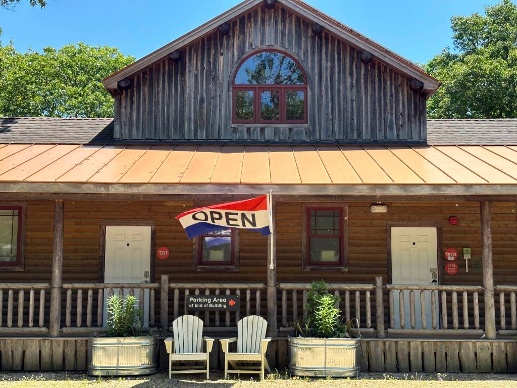 The Fine Fettle cannabis dispensary building with a flag on the front in West Tisbury, Mass on June 4, 2024, facing potential pot shortage