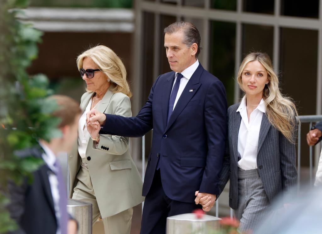 Hunter Biden leaves court with Jill Biden and his wife Melissa Cohen Biden Tuesday.