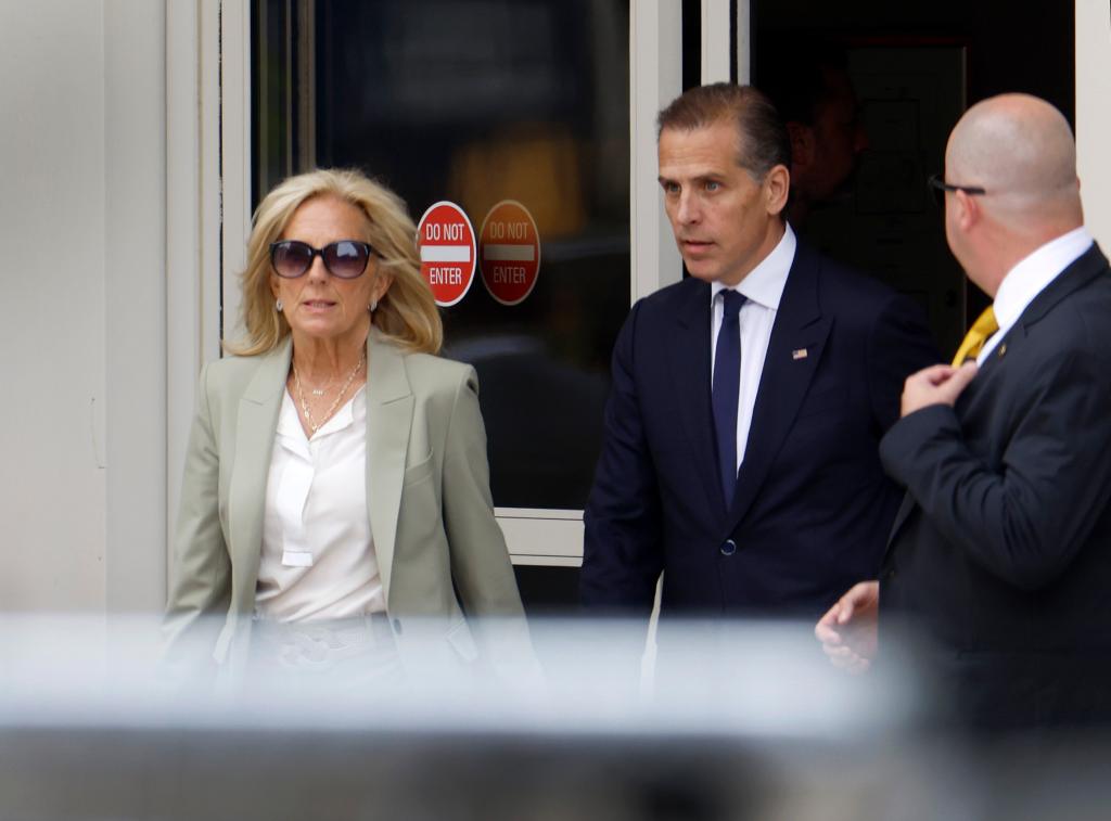 Hunter Biden, 54, leaves court with First Lady Jill Biden after he was found guilty on all three charges on Tuesday