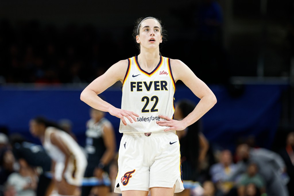 Caitlin Clark reacts during the Fever's loss to the Sky on June 23, 2024.
