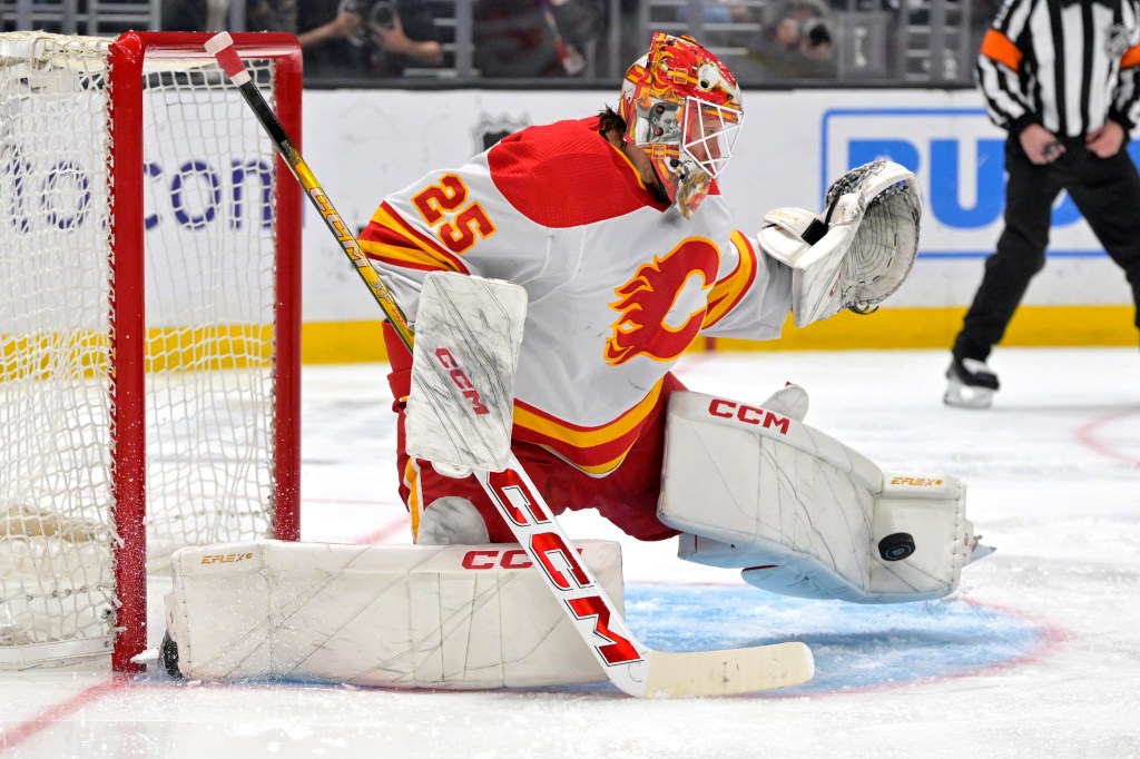 The Devils acquired goalie Jacob Markstrom in a trade with the Flames on Wednesday.