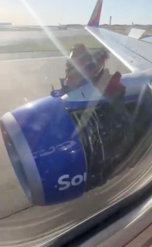 The disintegrating engine of a Boeing 737 operated by Southwest Airlines. 