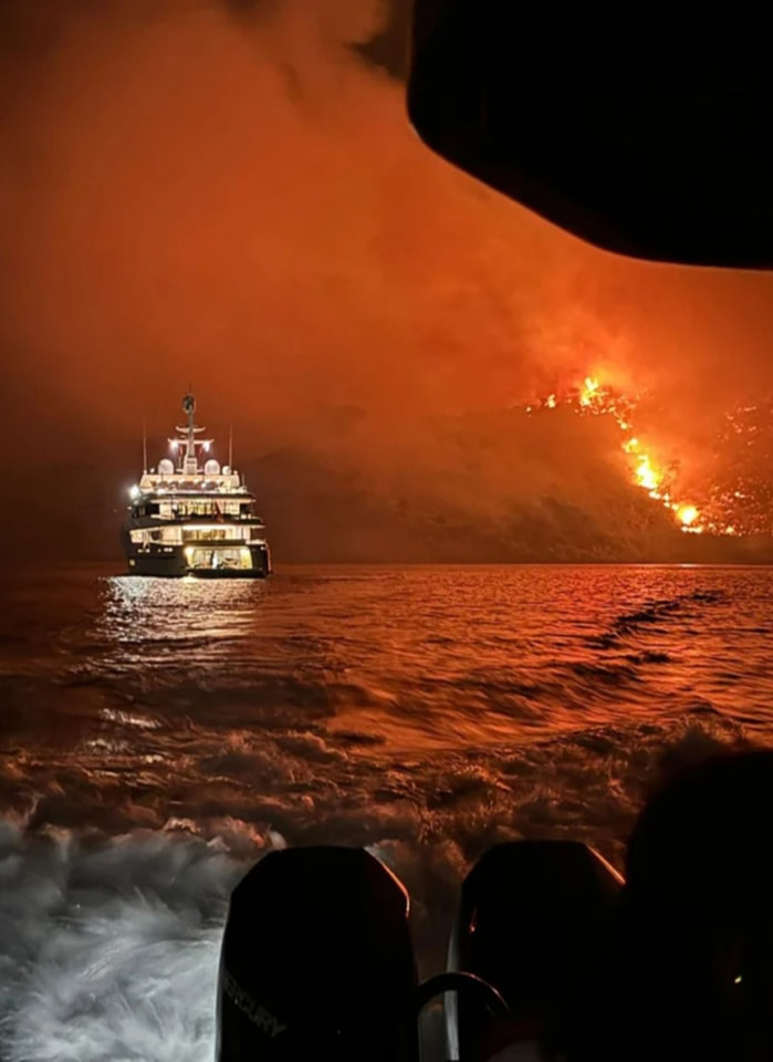 The crew of a super-yacht allegedly started a forest fire on the Greek island of Hydra.