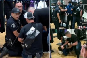 Glendale cops pile on a shoplifting suspect in 2021.