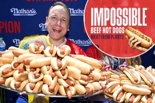 Competitive eating champion Joey Chestnut won’t be gulping down hot dogs at the venerable Nathan’s Hot Dog Eating Contest on July 4 because of his new partnership with Impossible Foods.