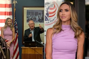 Republican National Committee Co-chair Lara Trump addresses the media at the Oakland County GOP Headquarters, Friday, June 14, 2024 in Bloomfield Hills, Michigan