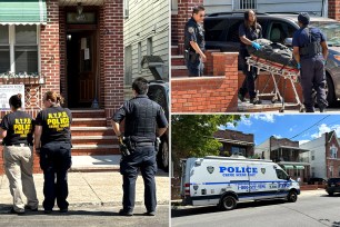 Authorities standing outside 175 Minna St where a woman was found dead inside with "trauma"throughout her body