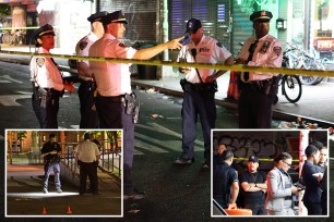 A 44-year-old man was shot in the face, a 40-year-old man blasted in the chest and a 37-year-old man struck in the leg in a single shooting at West 207th Street and 10th Avenue in Inwood around 11:40 p.m. Sunday, cops said.