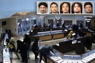 A hoard of about 20 thieves broke into a PNG Jewelers USA store, in Sunnyvale, California, and cleared out the place, with police arresting five so far.