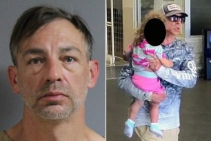 accused robber and robber with child
