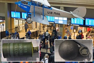 Two passengers were busted at the Pittsburgh International Airport on Wednesday when they tried to bring a smoke grenade and an inert explosives grenade aboard their respective flights.