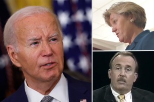 Collage of Joe Biden and past debate opponents
